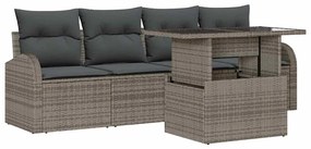 Conjunto de Sofá de Jardim vidaXL 5 Peças com Almofadas Cinzento Ratta