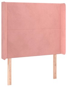 Cama box spring c/ colchão/LED 90x200 cm veludo rosa