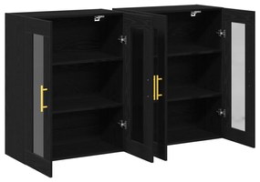 Armários de parede 2 pcs Carvalho preto 69,5x34x90 cm Madeira engenhei