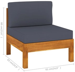 7 pcs conj. lounge de jardim c/ almofadões cinza-escuro acácia