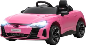 Carro elétrico infantil crianças 3 a 6 anos de 12 V, Audi RS E-tron GT comando à distância para os pais efeitos sonoros e luminosos rosa
