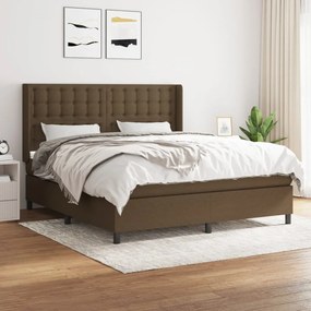 vidaXL Cama com molas/colchão 180x200 cm tecido castanho-escuro