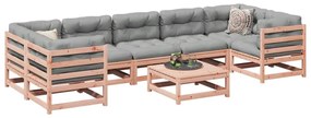 vidaXL 8 pcs conj. sofás jardim c/ almofadões madeira abeto-de-douglas