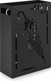 Porta-Guarda-Chuvas para Entrada, 28 x 12 x 41 cm, Bandeja de Recolha Removível, Preto