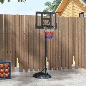 Cesto de Basquetebol com Altura Ajustável 216-277 cm Aro de Basquetebol para Exterior com Rodas e Base Recarregável Preto