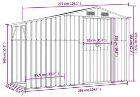 Abrigo de jardim 277x93x179 cm aço galvanizado verde