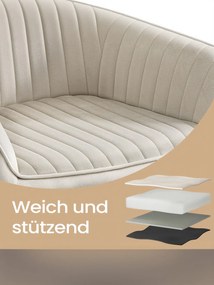 Cadeira de sala de jantar, giratória, em veludo 60 x 60 x 81,5 cm bege-preto