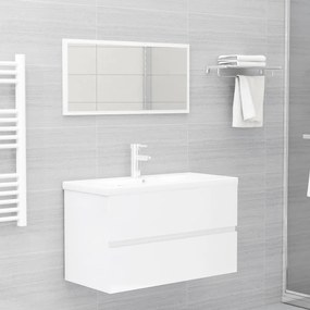 vidaXL 2 pcs conj. móveis casa de banho contraplacado branco brilhante