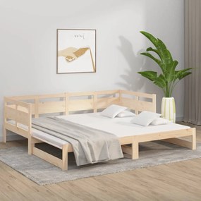 Sofá-cama de puxar pinho maciço 2x(90x190) cm