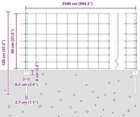 Postes para Cerca vidaXL 11 pcs U-Channel 80 cm Aço Galvanizado