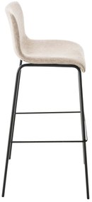 Conjunto de 2 bancos de bar Hoover em tecido e com estrutura preta 43 x 100 x 48 cm Creme