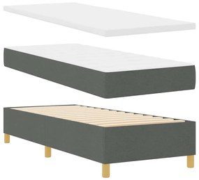 Cama Box com Colchão Cinza Escuro 80x200 cm em Tecido