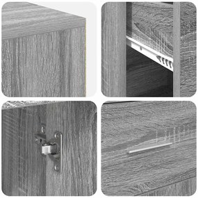 Mesa de Canto Cinza Sonoma 102x88x75 cm Madeira Engenharia