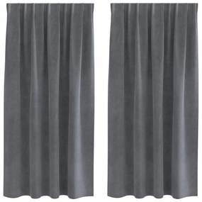 Cortinas Blackout vidaXL com fita superior 2 peças Veludo Cinza Super