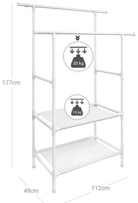 Guarda roupa metal 112 x 49 x 177 cm Branco