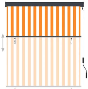 Estore de rolo para exterior 140x250 cm branco e laranja
