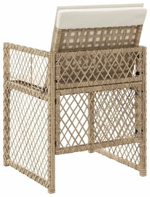Cadeiras de jardim com almofadões 4 pcs vime PE bege