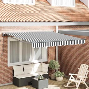 vidaXL Toldo Retrátil Manual Antracite e Branco 350x250 cm