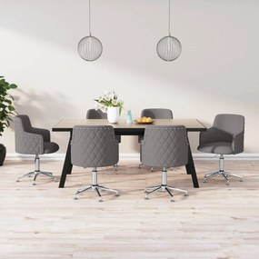 vidaXL Cadeiras de jantar giratórias 6 pcs tecido cinzento-escuro