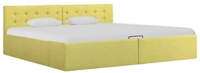 vidaXL Cama hidráulica com arrumação 180x200 cm tecido amarelo-lima