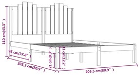 Estrutura de cama 200x200 cm pinho maciço preto