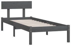 Estrutura de cama solteiro 90x190 cm pinho maciço cinza