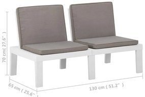 Banco lounge de jardim com almofadão plástico branco