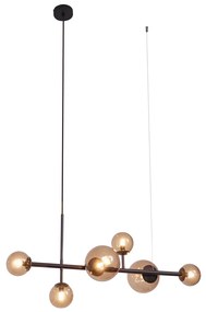 Candeeiro suspenso Hotel Chic bronze escuro com vidro bronze 6-luzes - Monaco