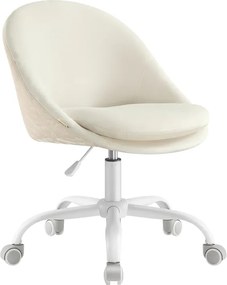 Cadeira para escritório em casa, ajustável em altura, com almofada estofada em branco creme