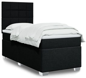 vidaXL Cama com molas/colchão 80x200 cm tecido preto