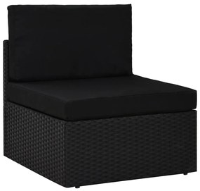 10 pcs conjunto lounge de jardim c/ almofadões vime PE preto