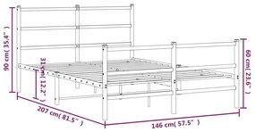 Estrutura de cama com cabeceira e pés 140x200 cm metal preto