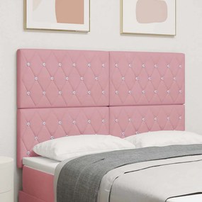vidaXL Cabeceira Almofadada Rosa 140 cm em Veludo com Botões de Cristal