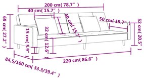 Sofá-cama 2 lugares com duas almofadas tecido cinzento-claro