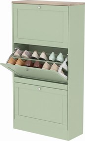 Sapateira, Armário para Calçado, 60 x 23,5 x 115 cm, 3 Portas Basculantes, Verde