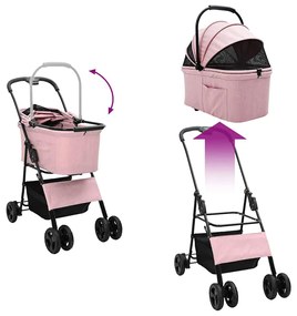 Carrinho de Pet Dobrável Rosa 81 x 47 x 99 cm Tecido Oxford