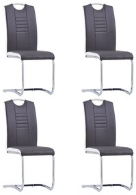 vidaXL Cadeiras de jantar cantilever 4 pcs couro artificial cinzento