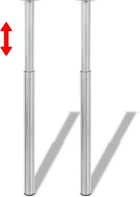 2 Pernas de mesa telescópicas aço inoxidável, 710 mm-1100 mm