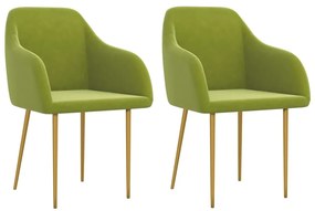 vidaXL Cadeiras de jantar 2 pcs veludo verde-claro