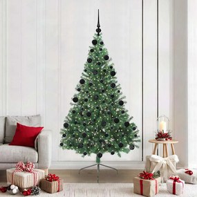 vidaXL Árvore de Natal Artificial Pré-iluminada Verde 210 cm PVC
