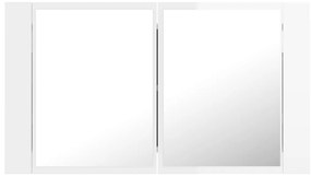 Armário espelhado casa de banho LED acrílico branco brilhante
