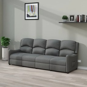 vidaXL Sofá reclinável de 4 lugares tecido cinzento-claro