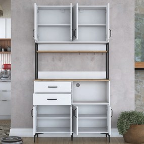 Armário Alto de Cozinha "Stella" - Nogueira e Branco - Design Moderno