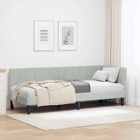 vidaXL Estrutura de Cama de Canto Cinzento-claro 80 cm x 200 cm Veludo