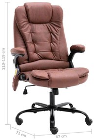 Cadeira massagens p/ escritório couro artificial castanho-claro