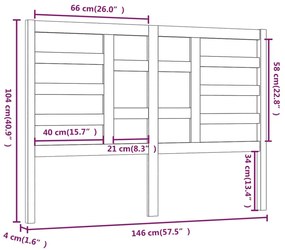 Cabeceira de cama 146x4x104 cm pinho maciço preto