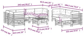 10 pcs conjunto lounge jardim c/ almofadões madeira maciça