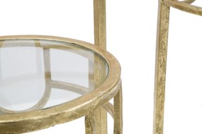 CONJUNTO DE 3 MESAS DE APOIO Ø 33X70-28X60-23X50 CM DOURADAS