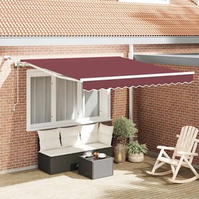 vidaXL Toldo retrátil automático com luz LED 300x250 cm bordô