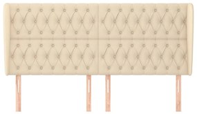 Cabeceira de cama c/ abas tecido 203x23x118/128 cm creme
